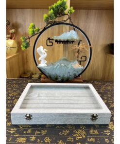 Hộp nhung xám có nắp kính trưng bày nhẫn size 35x24x4cm