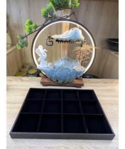 Khay nhung bọc da trưng bày dây chuyền, trang sức, đá phong thủy sang trọng