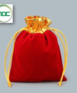 Túi rút nhung may mắn size 10x13 cm màu đỏ loại mịn đẹp