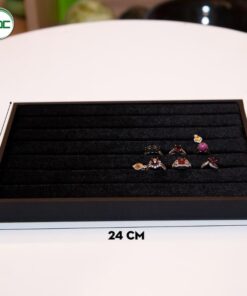 Khay nhung trưng bày nhẫn nhiều màu (Đen, Trắng, Đen) size 24 x 16 x 3cm (không nắp)