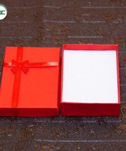12 Hộp quà đỏ hình chữ nhật đựng trang sức đựng vòng tay đựng quà tặng nơ ép trơn size 9,5 x 6,5 x 2,5cm