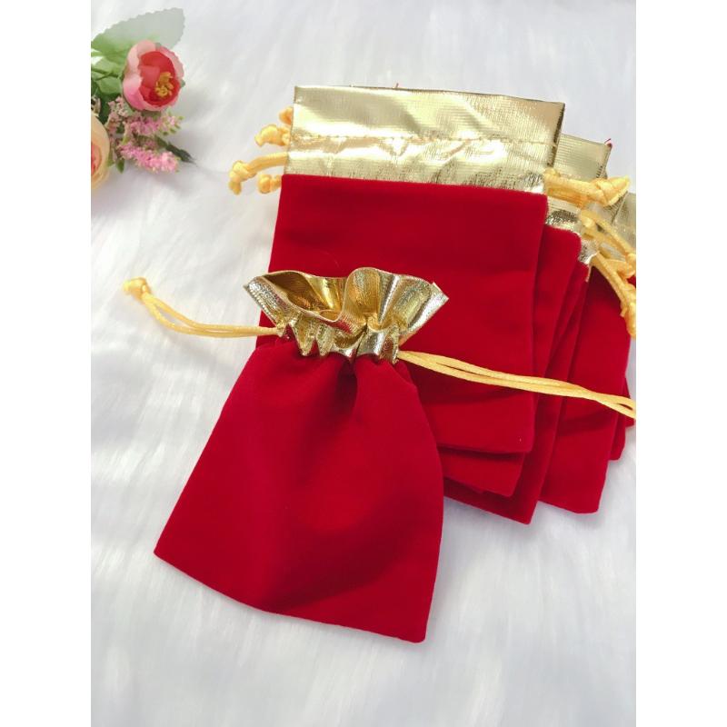 Túi rút nhung (100 túi) size 10x12 cm may mắn màu đỏ loại mịn đẹp Túi rút nhung (100 túi) size 10x12 cm may mắn màu đỏ loại mịn đẹp - Ảnh 2