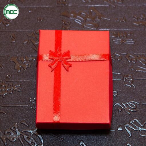 12 Hộp quà đỏ hình chữ nhật đựng trang sức đựng vòng tay đựng quà tặng nơ ép trơn size 9,5 x 6,5 x 2,5cm